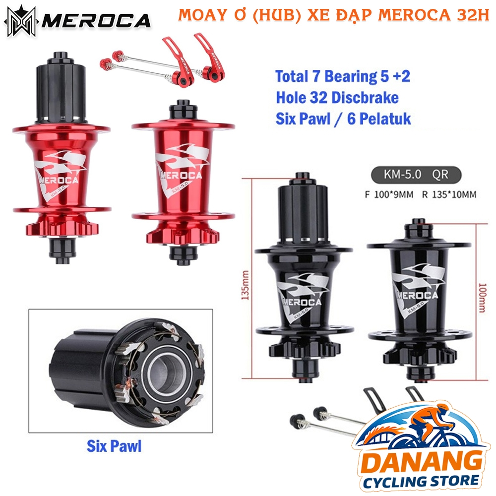 Moay Ơ (Đùm Hub) Xe Đạp MEROCA KM‑5.0 – Hợp Kim Nhôm, Cối Nổ 6 Pawls