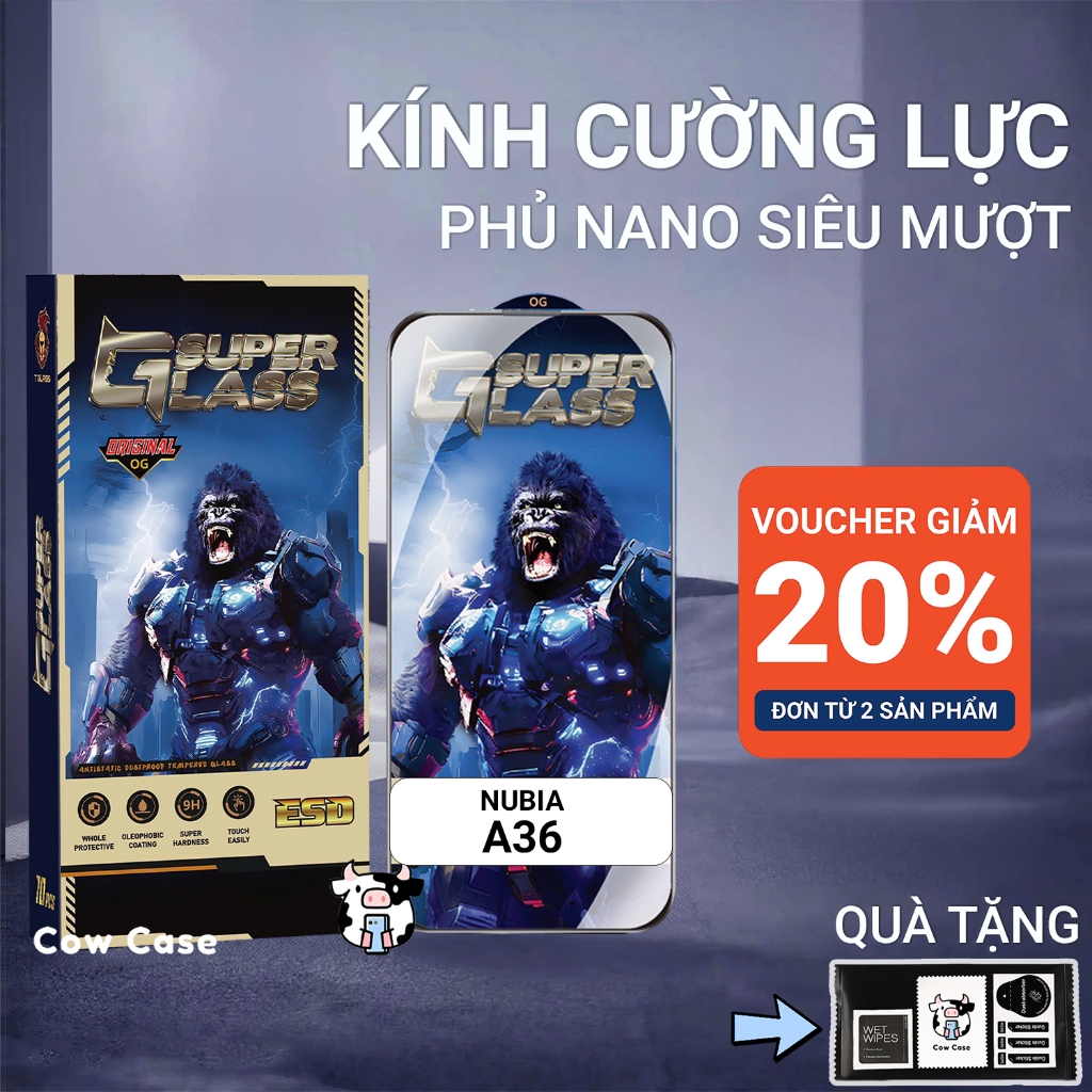Cường lực Nubia A36 Cow case PREMIUM full màn | Miếng kính dán bảo vệ màn hình cho Nubia