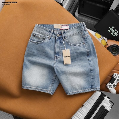 [FORM RỘNG] Quần short jean nam Heboz straight S097, quần ngắn nam chất denim basic - 00003002