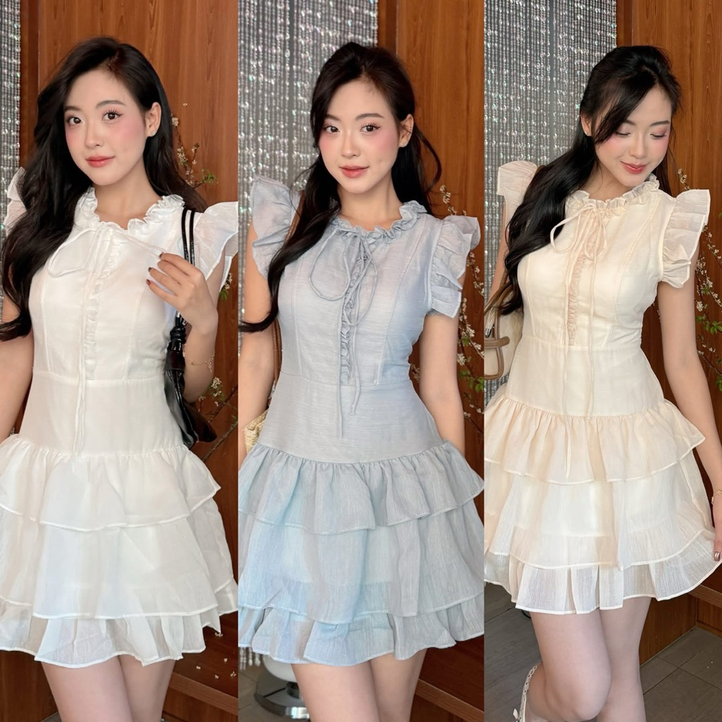 [RÁCH STORE] Đầm - 978 - Đuôi Cá Tầng - Viền Bèo - Tay Cánh Tiên