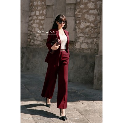 Set Vest Công Sở Nữ Dài Tay Mix Quần Tây Loe MY WAY Thiết Kế Cao Cấp 5MVB02153 2MQ01106 5MQB0183