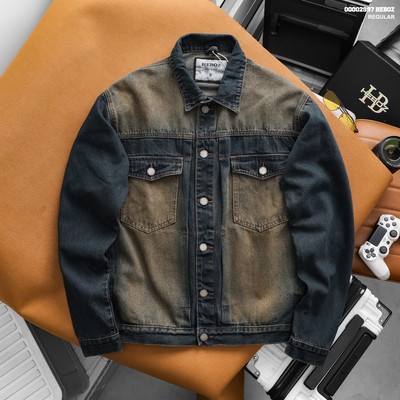 [FORM RỘNG] Áo khoác Jean nam Heboz Urban regular 2M, áo khoác denim wash cao cấp - 00002997