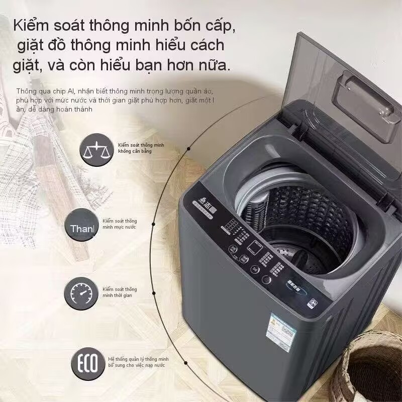 Máy giặt mini gia dụng Chigo 10kg dung tích lớn, có chức năng vắt khô.