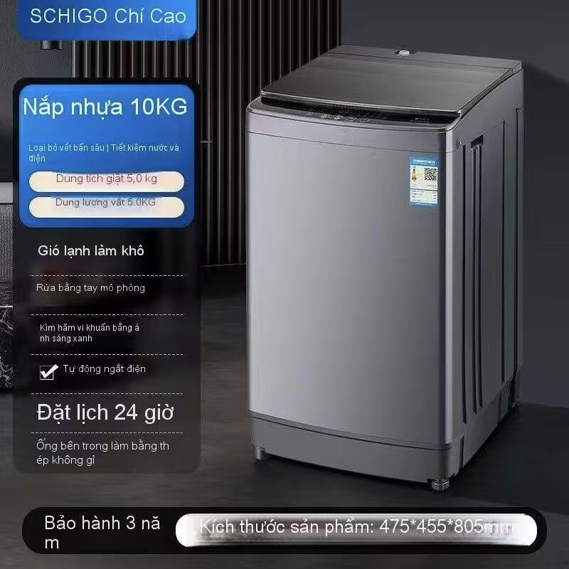Máy giặt mini gia dụng Chigo 10kg dung tích lớn, có chức năng vắt khô.