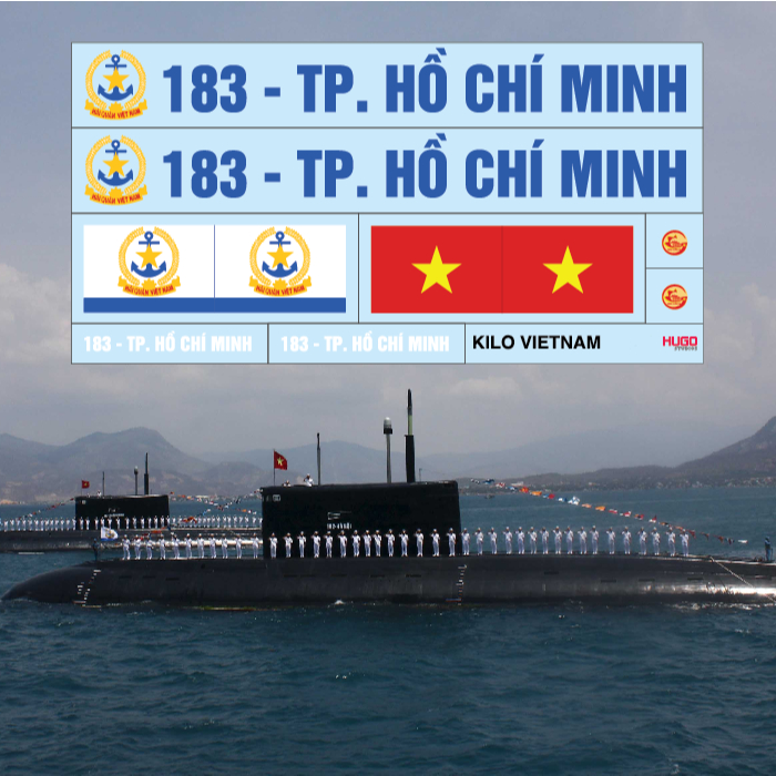 Hugo Studios Decal trượt nước Tàu ngầm Kilo số hiệu 183 - TP. Hồ Chí Minh tỉ lệ 1/144 1/350 1/200  c
