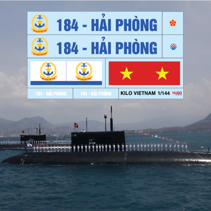 Hugo Studios Decal trượt nước Tàu ngầm Kilo số hiệu 184 - Hải Phòng tỉ lệ 1/144 1/350 1/200  chưa ph
