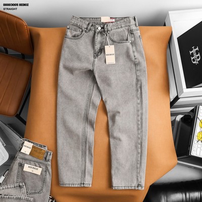 [FORM RỘNG] Quần jean nam Heboz dáng suông D097, quần dài denim xám trơn basic - 00003005