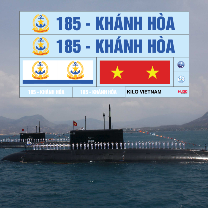 Hugo Studios Decal trượt nước Tàu ngầm Kilo số hiệu 185 - Khánh Hòa tỉ lệ 1/144 1/350 1/200  chưa ph