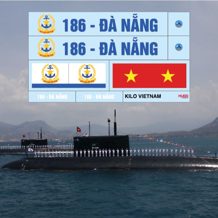 Hugo Studios Decal trượt nước Tàu ngầm Kilo số hiệu 186 - Đà Nẵng tỉ lệ 1/144 1/350 1/200  chưa phủ 