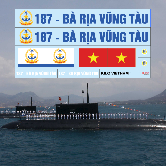 Hugo Studios Decal trượt nước Tàu ngầm Kilo số hiệu 187 - Bà Rịa Vũng Tàu tỉ lệ 1/144 1/350 1/200  c