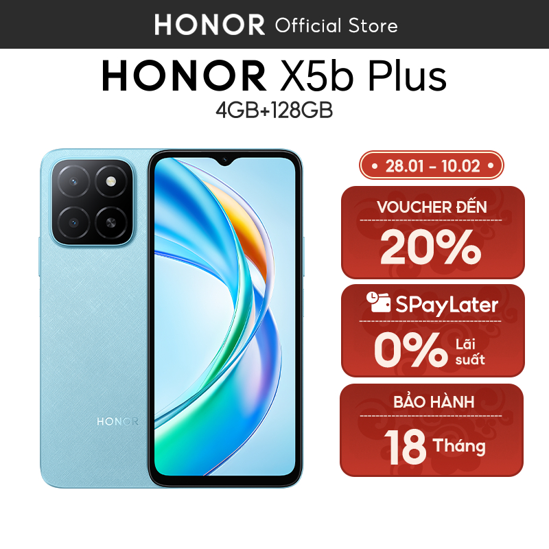 Điện thoại Honor X5b Plus (4+4)GB+128GB | Pin 5200mAh 90Hz | Màn hình 6.56" | Bảo Hành 18 Tháng