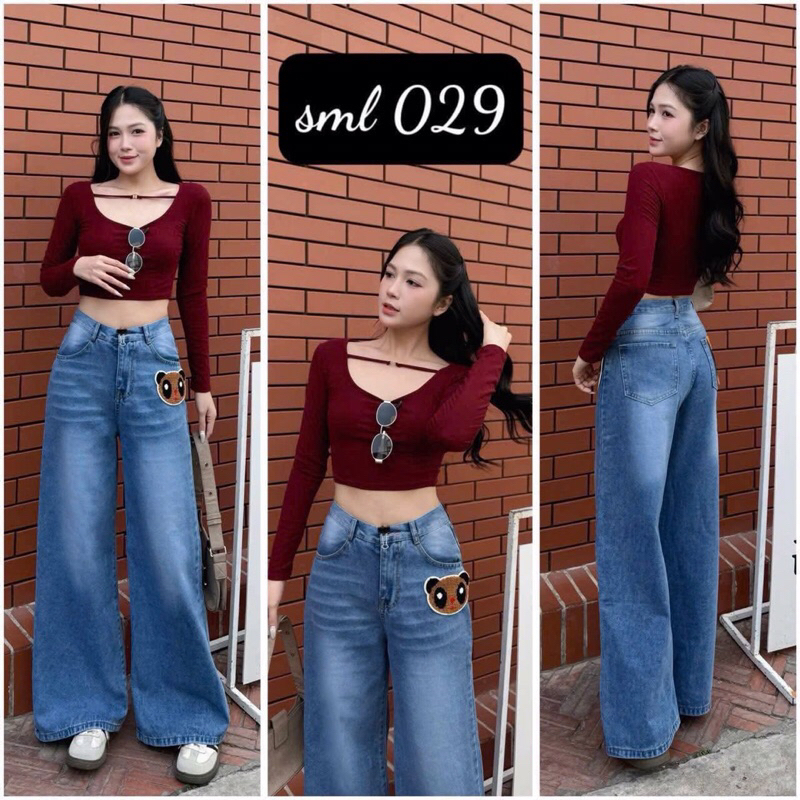 J13 QUẦN SUÔNG ỐNG RỘNG HÌNH GẤU 3 MÀU