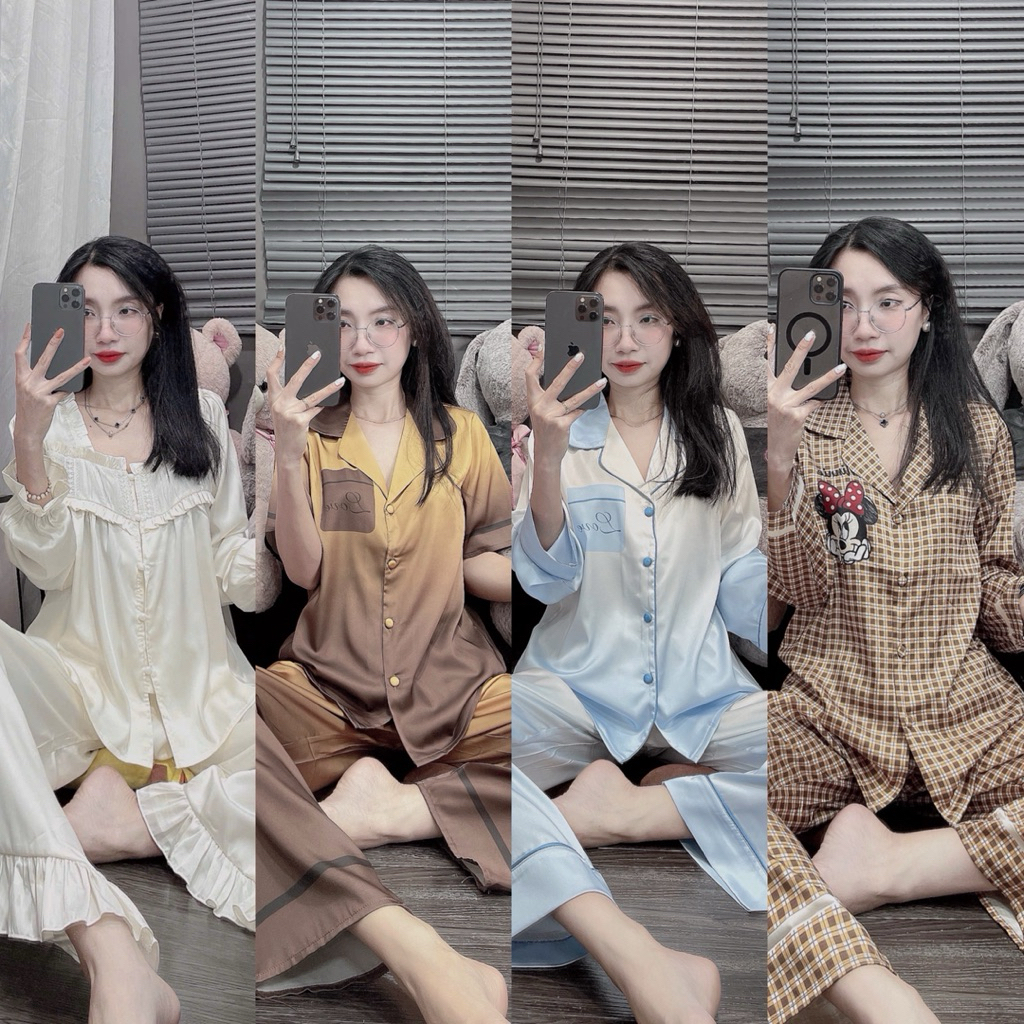 Đồ bộ nữ mặc nhà lụa latin tơ tằm tag 2ce (ảnh thật shop tự chụp)