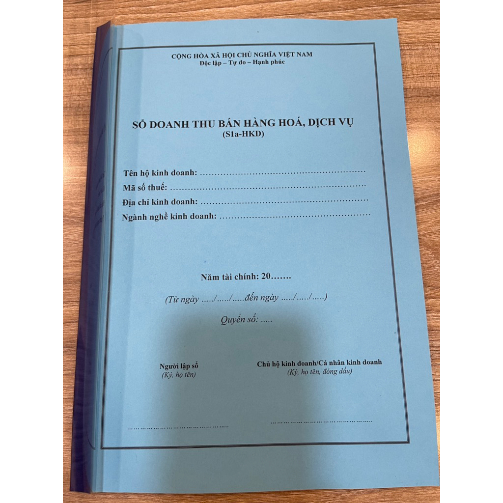 Sổ tay ghi chép doanh thu bán hàng S1a-HKD mẫu 2026 - Dành cho Cá Nhân KD và HKD