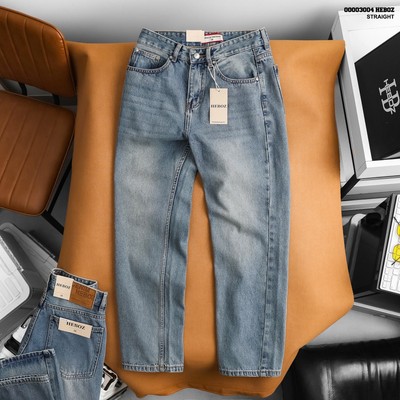 [FORM RỘNG] Quần jean nam Heboz dáng suông D098, quần denim dài xanh nhạt cao cấp - 00003004