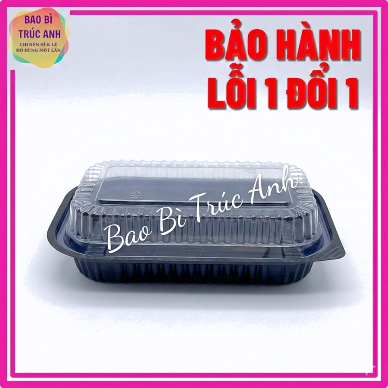 [ THÙNG 500 CÁI ] Hộp Nhựa HT17 Đế Đen Kèm Nắp Trong Dùng Đựng Sushi , Bún _ bao bì trúc anh