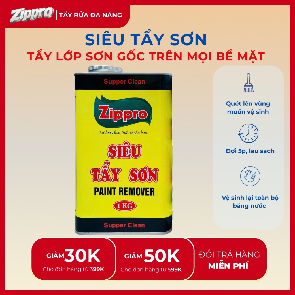 Siêu Tẩy Sơn Tẩy PU ZIPPRO - Bong Sơn Nhanh - Can 1 kg - Tẩy Lớp Sơn Gốc, Sơn PU