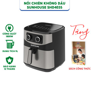 Nồi chiên không dầu 9L Sunhouse SHD4035 - Công suất 1800W - Hàng chính hãng bảo hành 12 tháng.