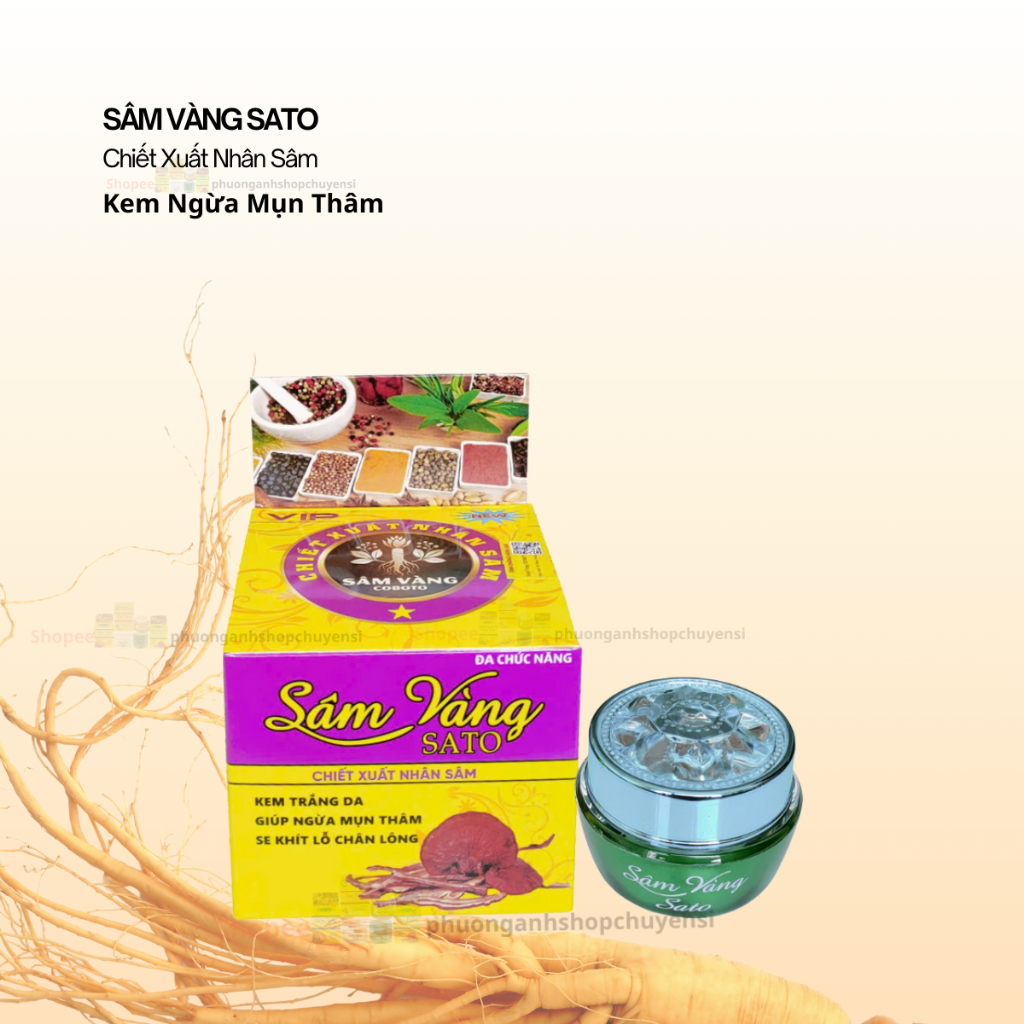 Kem mụn trắng da sâm vàng sato chiết xuất nhân sâm 10g