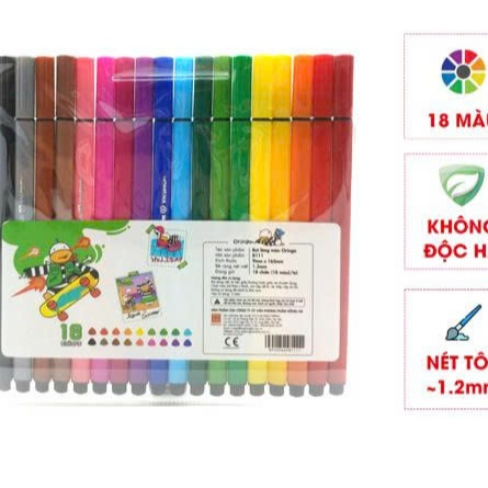 Bút Lông Màu Oringa 18 Màu – Thiết Diện Tam Giác, An Toàn EN71-3