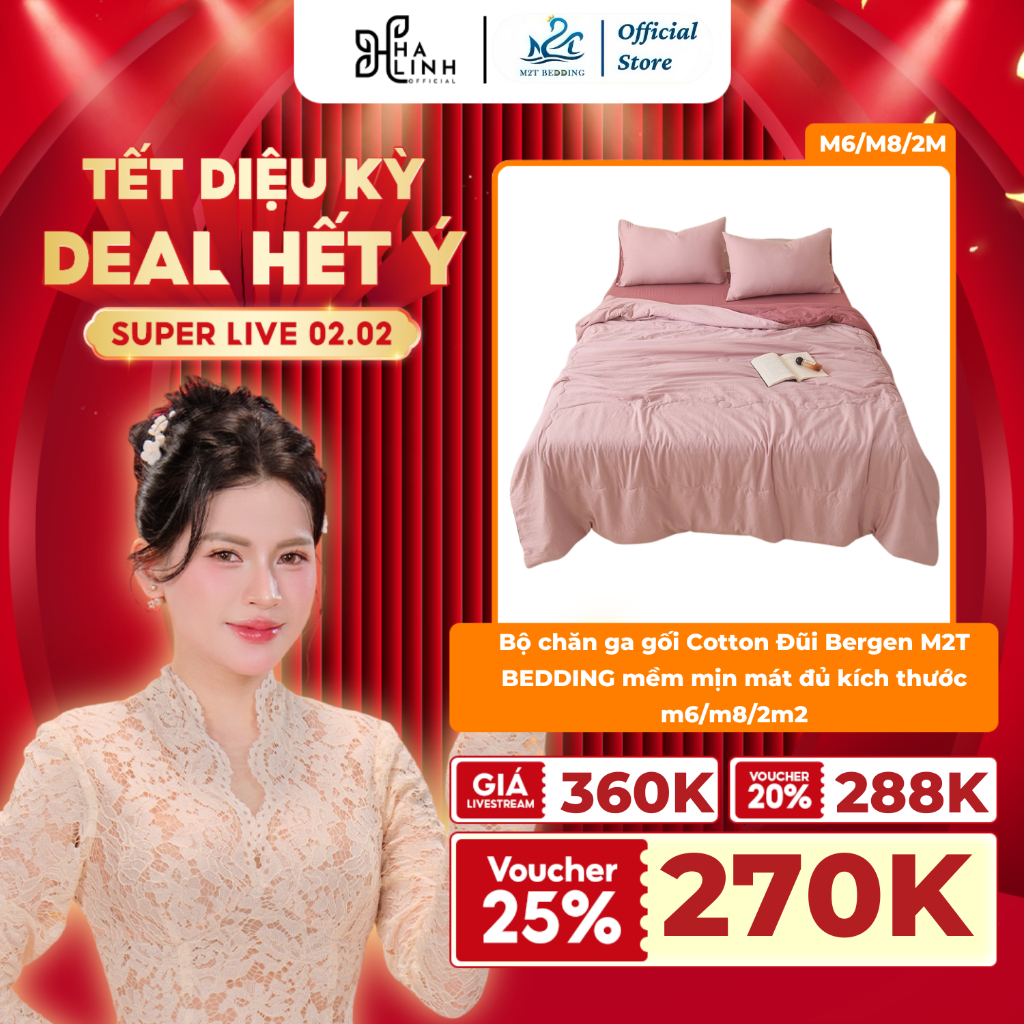 [Võ Hà Linh x M2T] Bộ chăn ga gối Đũi Bergen M2T BEDDING mềm mịn mát đủ kích thước m6/m8/2m2_vintage
