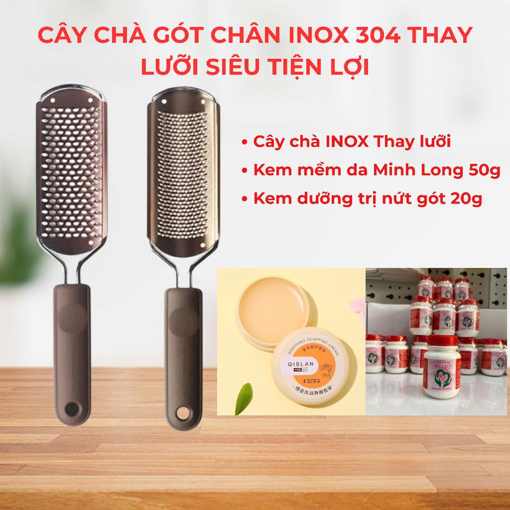 [Hàng mới về] Cây chà gót chân inox 304 - kem mềm da và kem dưỡng gót chân dễ dàng sử dụng tại nhà nails women nữ