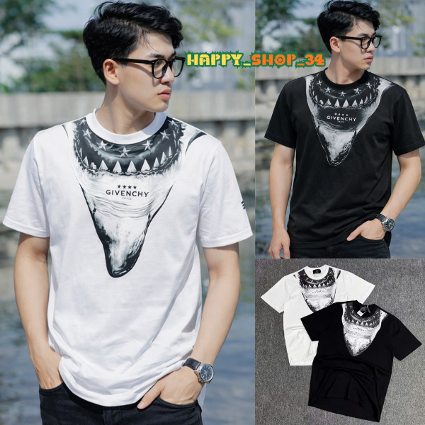 Áo Phông Nam Nữ Cotton In Hoạ Tiết Hình HÀM CÁ MẬP Quanh Cổ Cao Cấp_Áo Thun CÁ MẬP Unisex Hot Trend