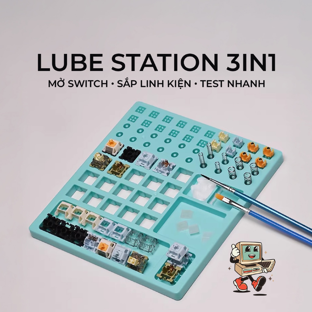 BÀN LUBE SWITCH 3IN1 (ABS) – KHAY STEM/SPRING/HOUSING + TEST SWITCH – MAGNETIC & MX