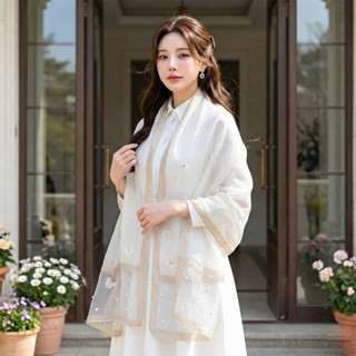 Khăn choàng lụa HUMI quàng cổ tơ tằm chất liệu cao cấp họa tiết sang trọng phụ kiện phối đồ mùa hè