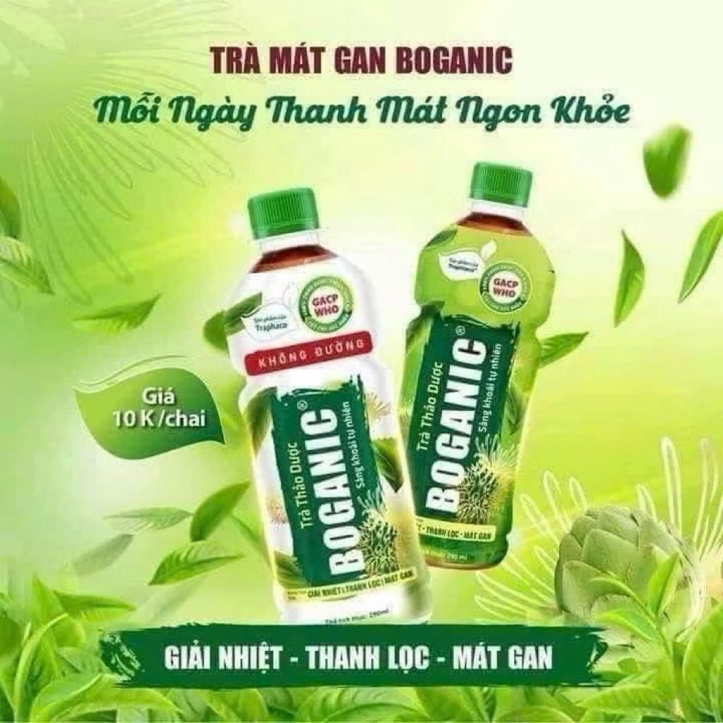 Trà mát gan thảo dược Boganic có đường và ko đường 24 chai đặc biệt tốt cho người uống bia rượu ,ngư