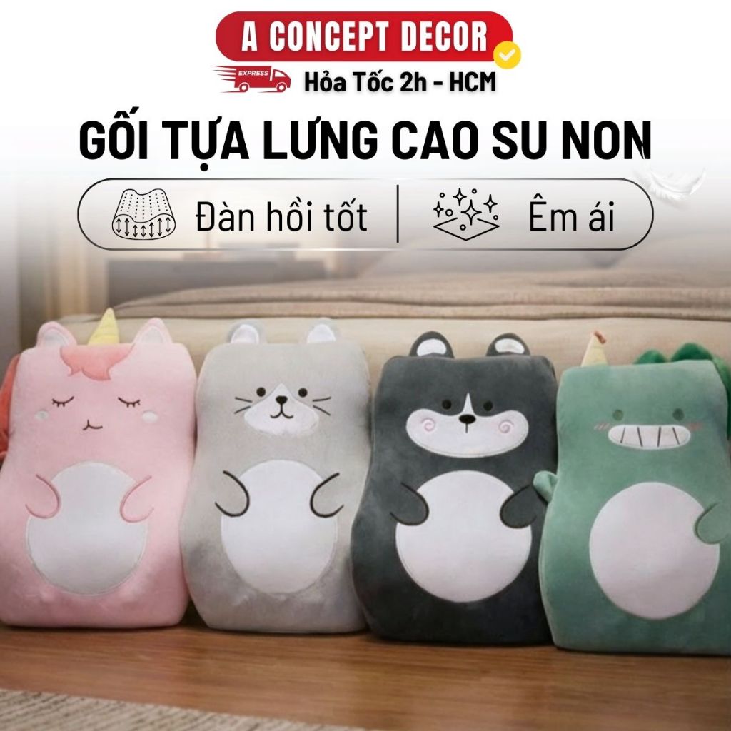 Gối Tựa Lưng Văn Phòng Ô Tô Sofa A Concept Decor Gối Kê Lưng Cao Cấp Êm Ái Gối Dựa Lưng Công Thái Họ