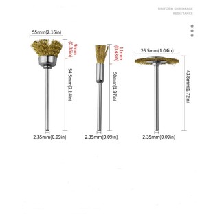 Bộ 9 chổi đồng đánh bóng, tẩy gỉ mini trục 2,35mm