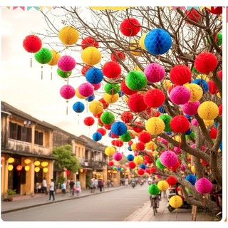 Đèn lồng tú cầu trộn màu, Combo 50 cái. Trang trí nhà cửa. Chất liệu nilon chống nước.