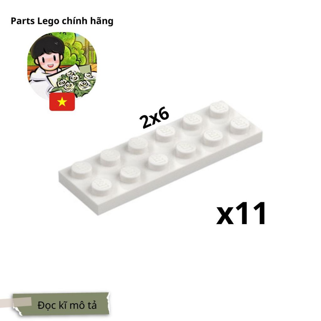 Gạch LEGO - 11 Plate 2x6 trắng chính hãng - mã : 3795.