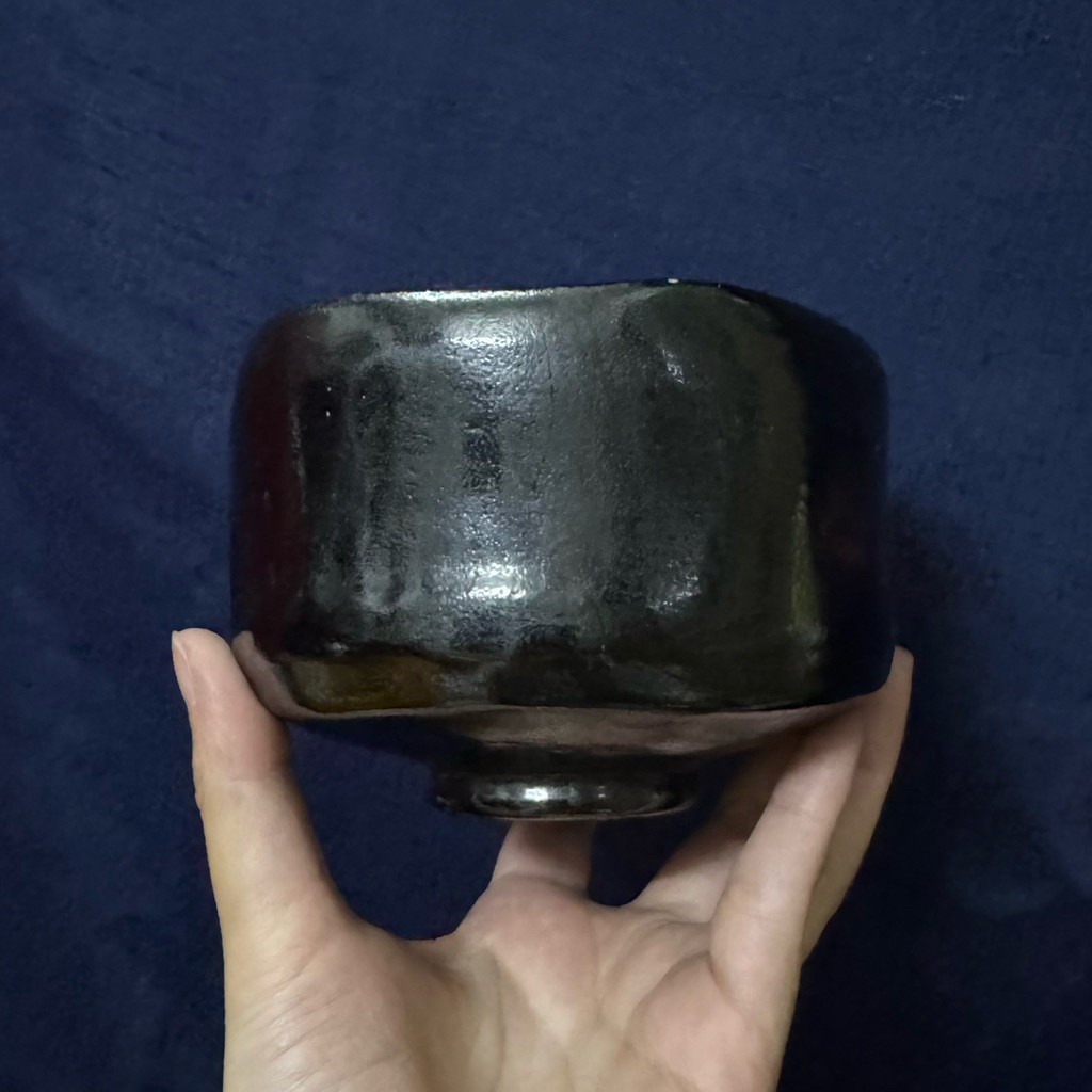 [Gốm Nhật] Chawan Kuro-Raku lỗi đường tóc