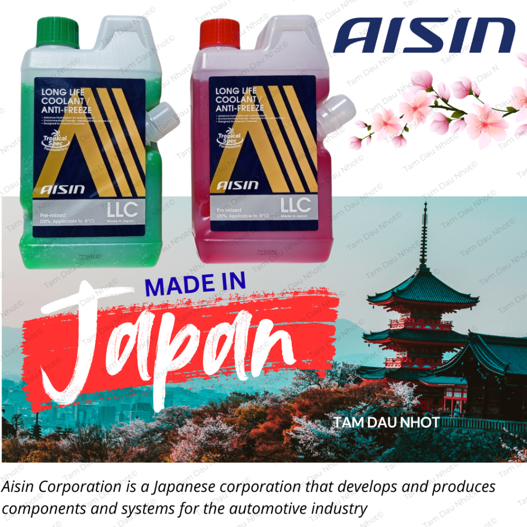 Nước Mát AISIN LLC 1L Made in Japan 🇯🇵 | Tản Nhiệt Nhanh – Chống Sôi, Chống Gỉ | Dùng Sẵn (Pre-mixed
