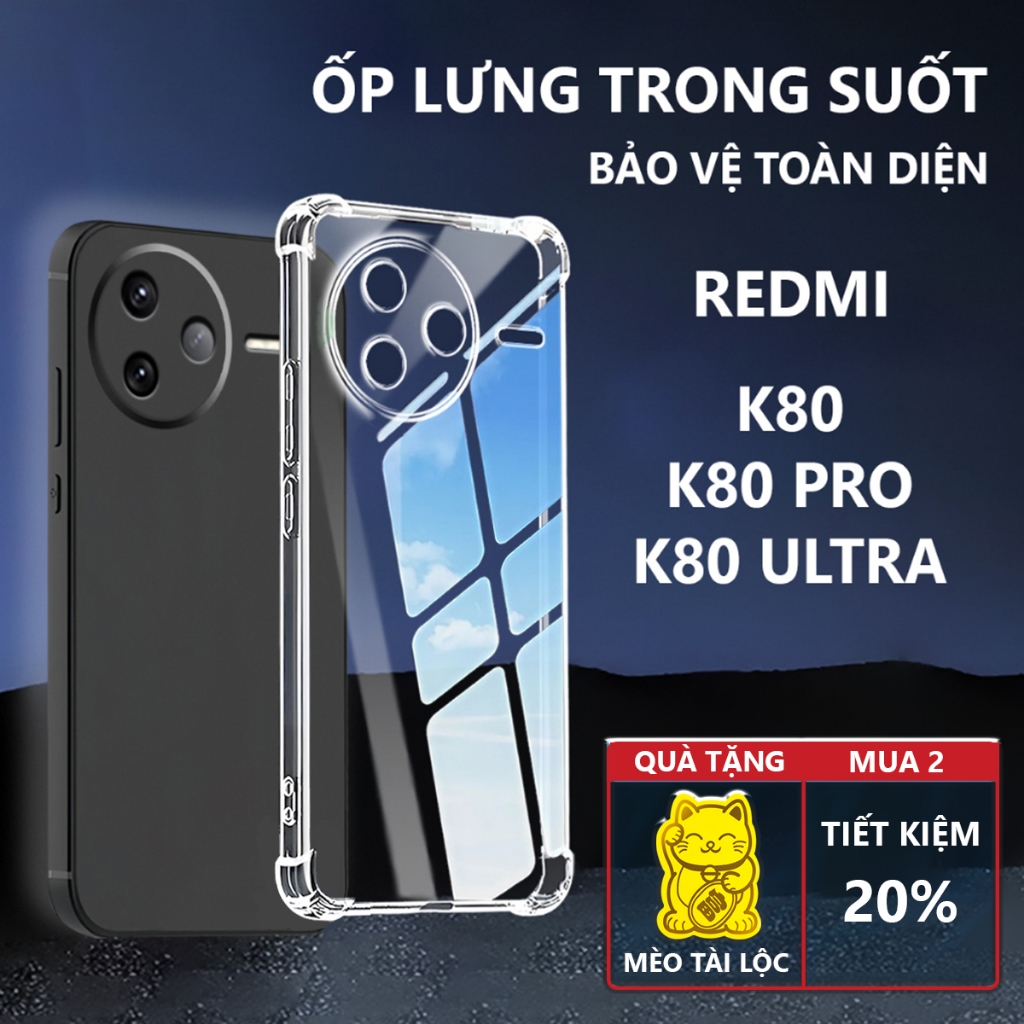Ốp lưng Redmi K80/ K80 PRO/ K80 ULTRA chống sốc, trong suốt, silicon, bảo vệ camera-Pancase