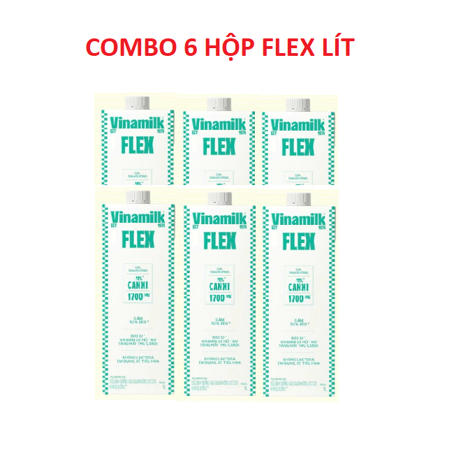 Combo 6 hộp Sữa tiệt trùng Vinamilk Flex GIàu canxi, không Lactoza , không đường 1L