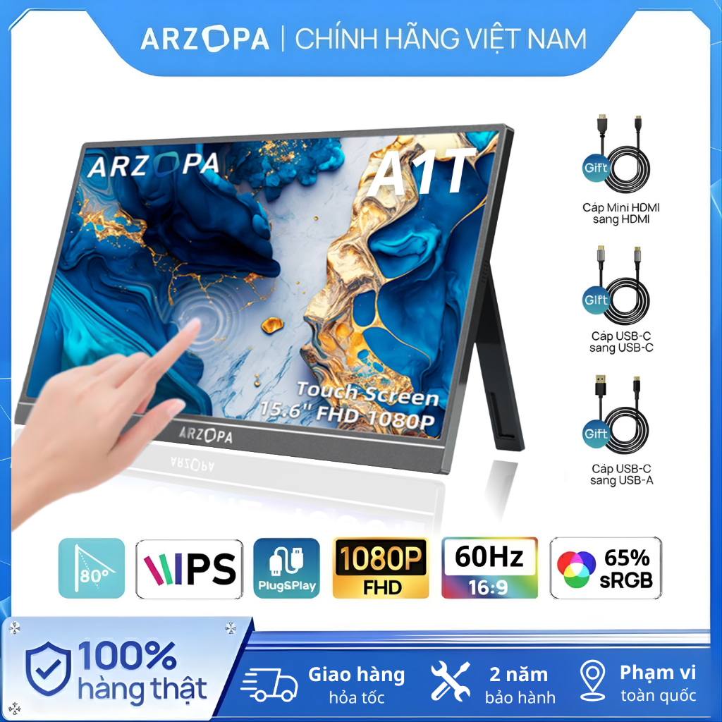 Màn Hình Di Động ARZOPA A1T 15.6" IPS FHD Cảm Ứng | HDR10 | USB-C Mini HDMI | Chính Hãng | Hỏa Tốc