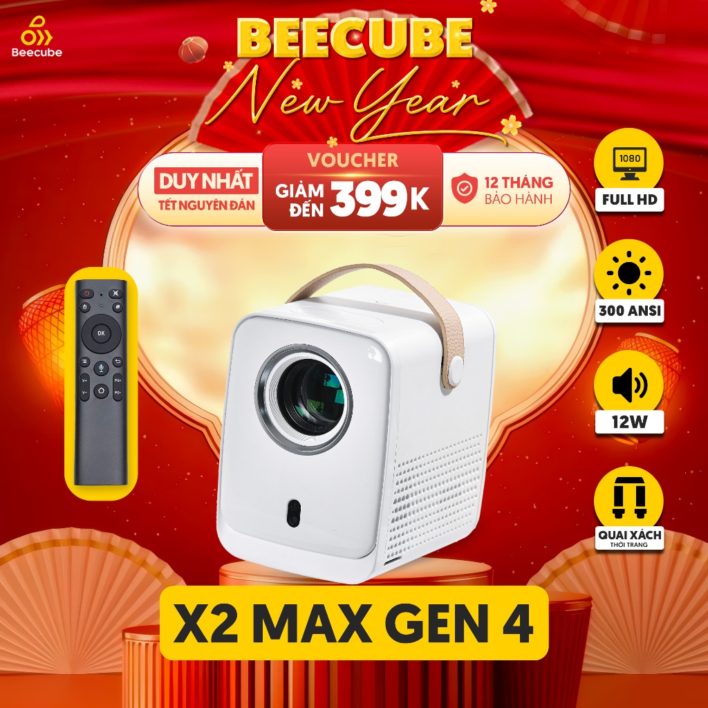 [Tặng Phụ Kiện] Máy Chiếu Mini Cao cấp Beecube X2 Max Gen4 - Độ phân giải Full HD 1080P - Tích hợp 2