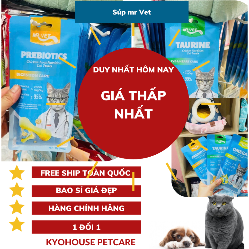 Súp Thưởng Cho Mèo Mr.Vet Súp thưởng mr Vet Gói 4 thanh