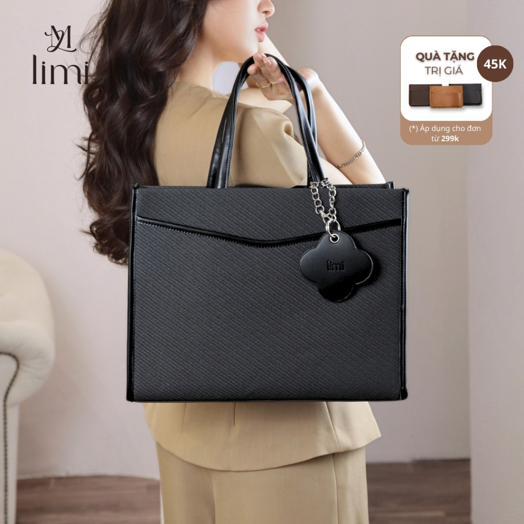 Túi xách công sở LIMI (3 màu) Ngăn Laptop Riêng tote da size to vừa lap 14inch, A4 đi làm học (SORA)
