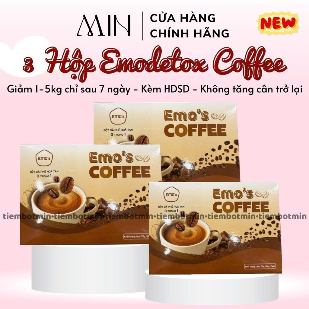 (MẪU MỚI RA) Combo 3 Hộp Giảm cân Vị Cà Phê - Giảm cân Emoslim Chính Hãng