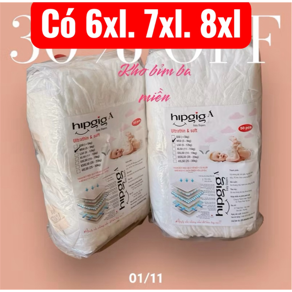 100 MIẾNG BỈM HIPGIG QUẦN TRẦN. XUẤT NHẬT HIPGIG A SIZE M/L/XL/XXL/XXXL