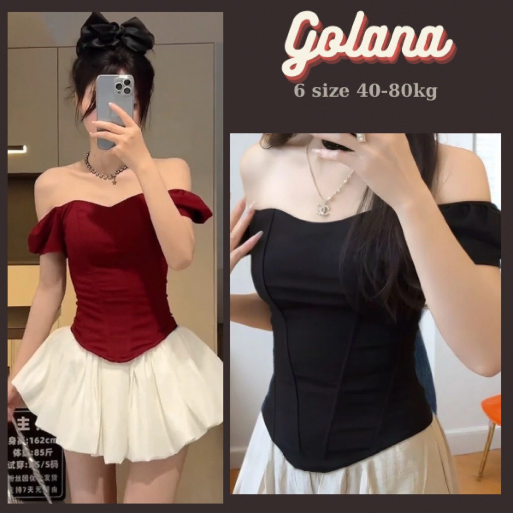 Áo Thun body cúp ngực Tay Bồng, Áo Thun Ôm Body Trễ vai Golana (có bigsize) Ora Top