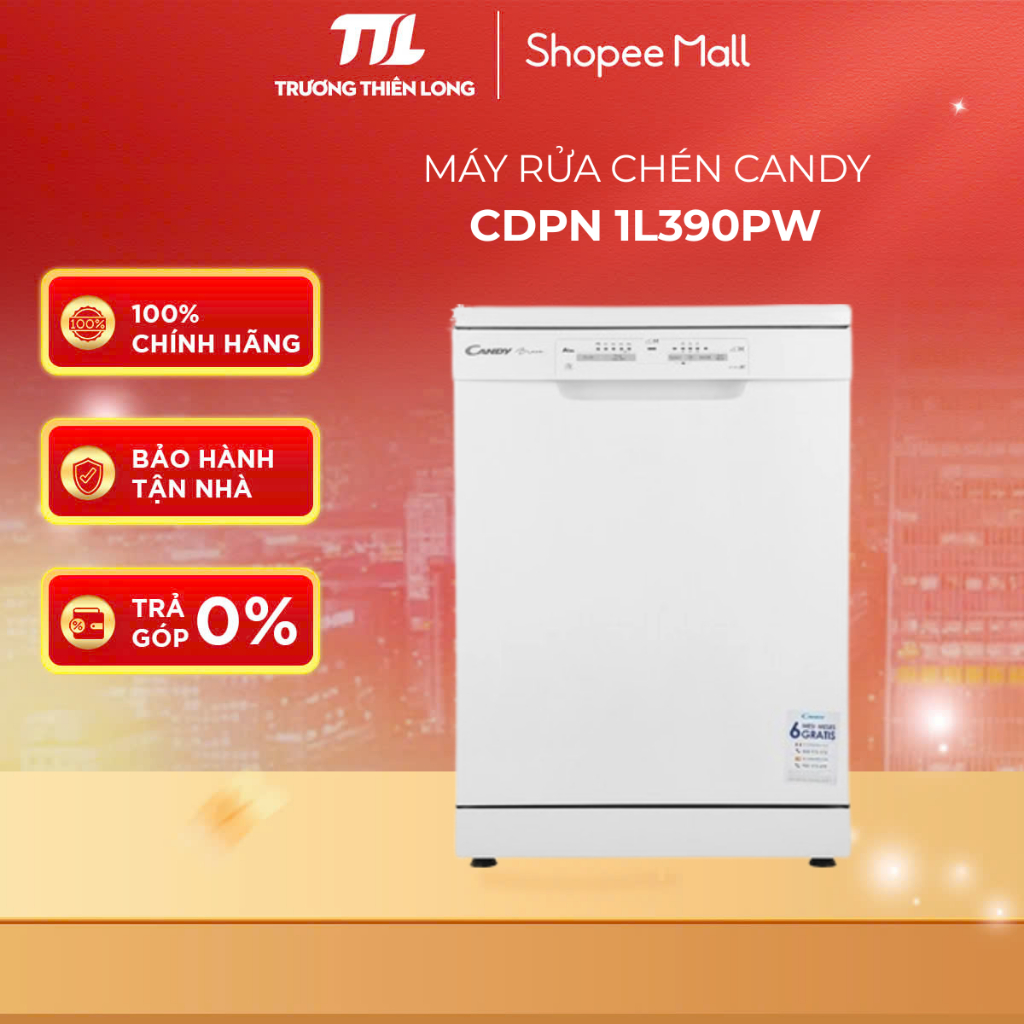 [Shopee - Lắp đặt 0Đ HN HCM] CDPN 1L390PW - Máy Rửa Chén Độc Lập Candy CDPN-1L390PW