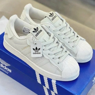 Giày sneaker nam nữ mũi sò cổ điển màu trắng, da PU mềm, form thấp dễ phối đồ, đế cao su bền êm