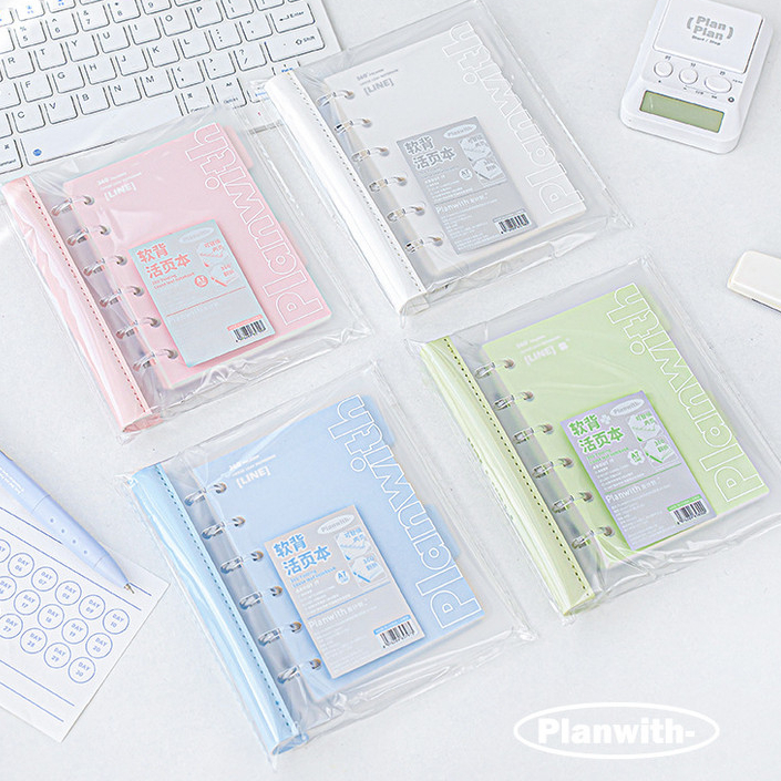 Sổ Binder Bìa Còng Planwith A7 FLEXIBLE Gáy Da Kèm 80 Trang Ruột Kẻ Ngang 8mm Kích Thước A7