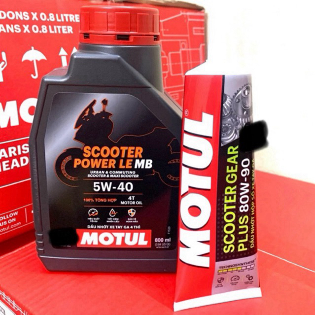 Combo Nhớt & Láp Cho Xe Tay Ga Motul Scooter Power LE 5W40 0.8L Dầu Nhớt Tổng Hợp 100%
