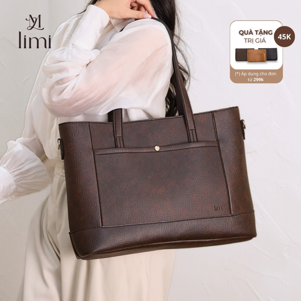 Túi xách công sở nữ LIMI (3 màu) tote da đựng laptop 15.6inch đi làm học to giáo viên (LINDA)